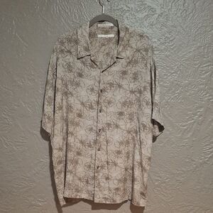 Perry Ellis Men's Taupe Floral Button-Down Shirt Size XL